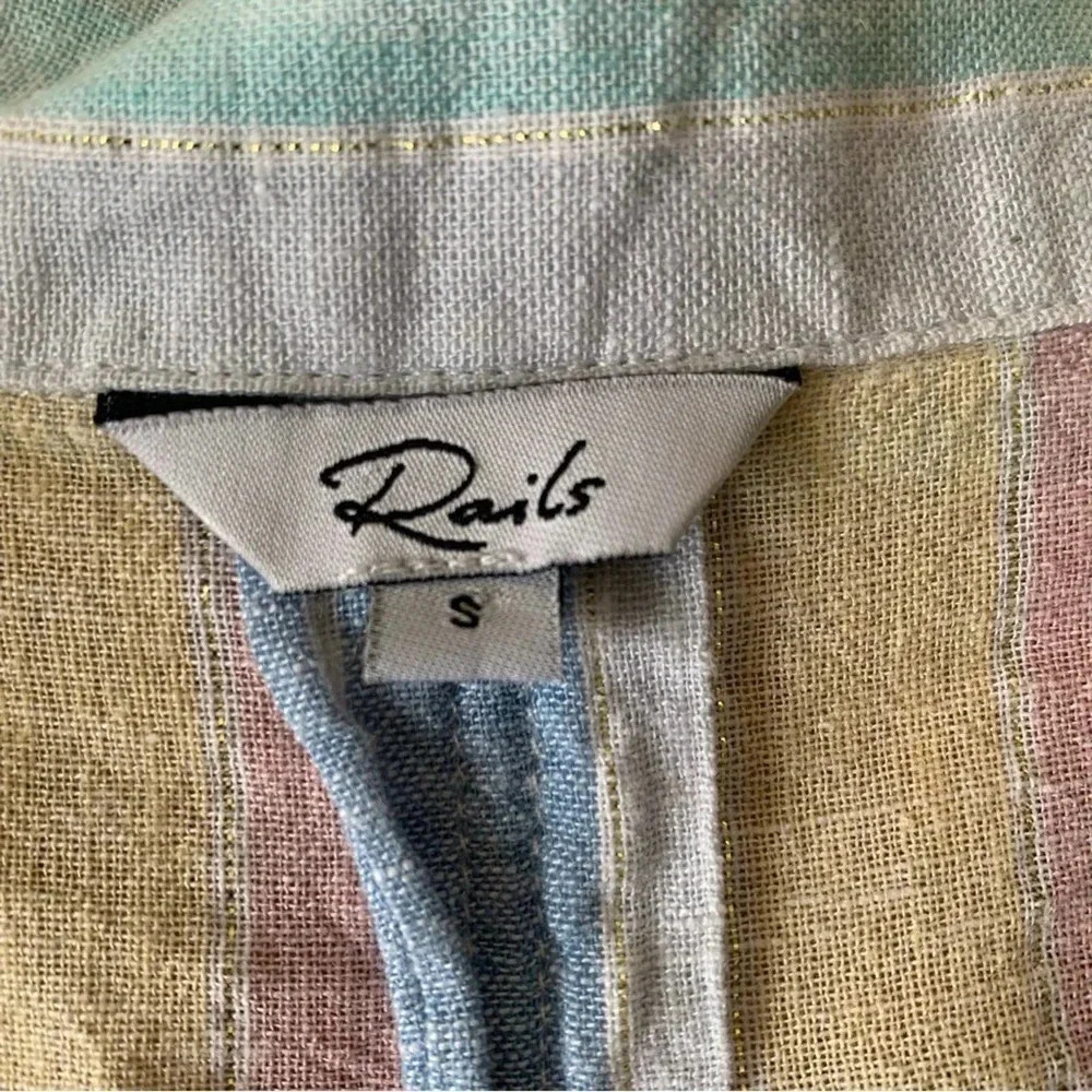 Rails Zuma Shirt Small Jubilee Stripe Pastel Metallic Button Down Short Sleeve - Picture 5 of 9